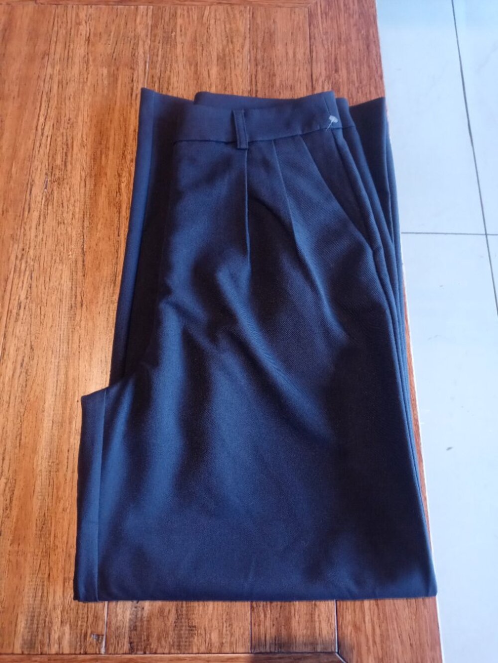 NWT COMMENSE high rise pleated wide leg trouser pants in navy blue (M)